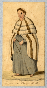 32650 Afbeelding van een kostuumontwerp van een prior van een Karmelietenklooster, figurant in de maskerade van de ...